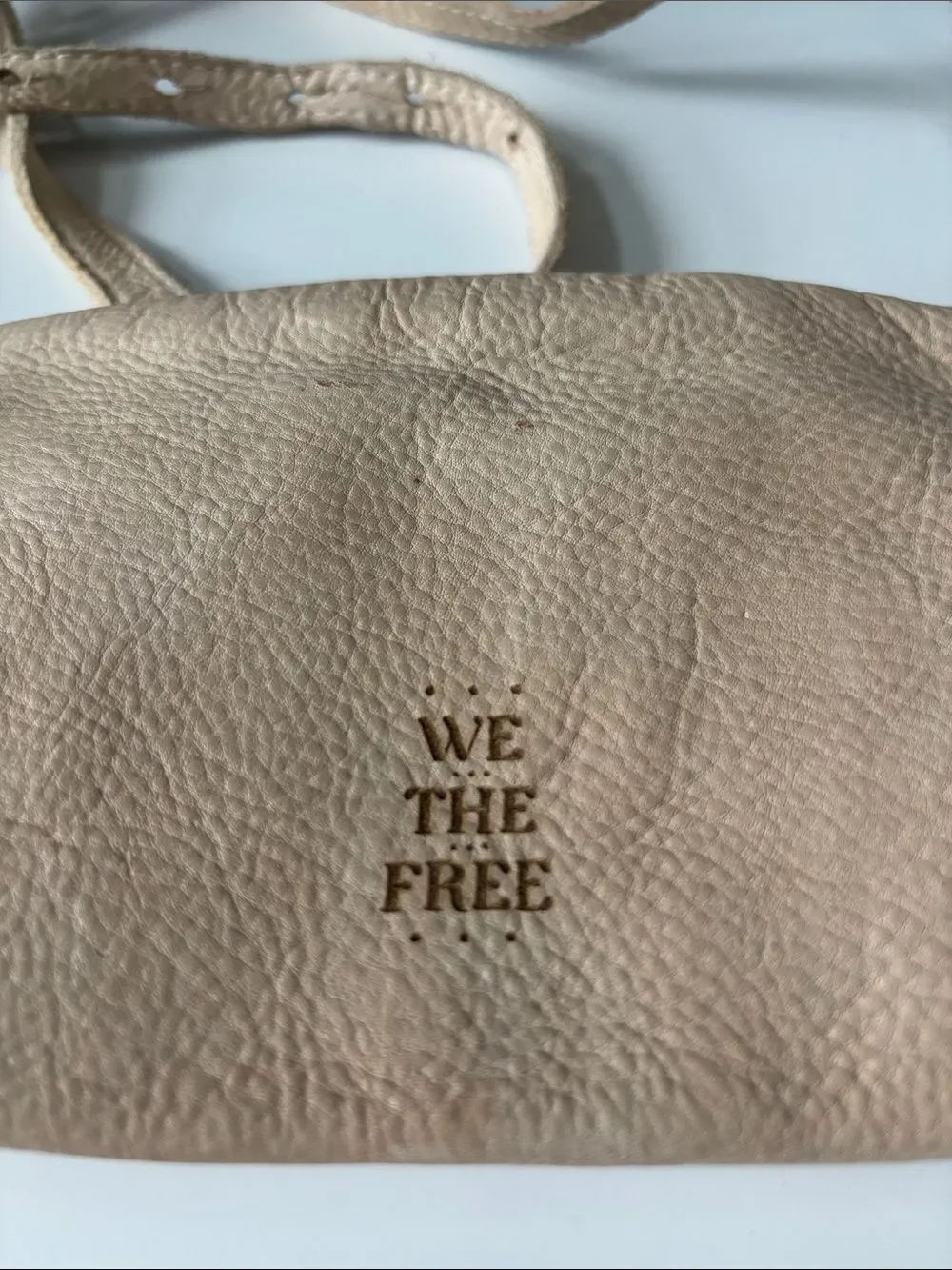 We The Free Neutral Beige Pebbled Leather Crossbody